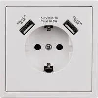 McPower Schutzkontakt-Steckdose McPower ''Shallow'' 2xUSB-A - 5V/2,1A, weiß,