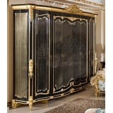 Casa Padrino Kleiderschrank Luxus Barock Schlafzimmerschrank Schwarz / Gold - Prunkvoller Massivholz Kleiderschrank im Barockstil - Barock Schlafzimmer & Hotel Möbel - Edel & Prunkvoll