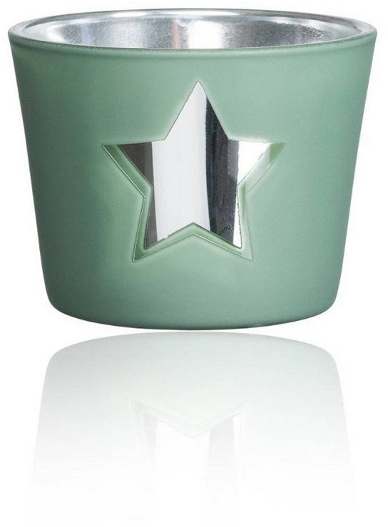 Sandra Rich Teelichthalter Mirror Star, Grün H:4.5cm D:6cm Glas grün