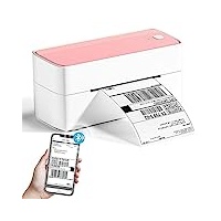 Phomemo Bluetooth Etikettendrucker, DHL Thermodrucker 4x6 Ettikettendrucķer, Bluetooth Etikettiergerät Label Printer für Barcode, Amazon, Etsy, Shopify, Royal Mail, DHL, FedEx, UPS-Rosa