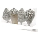 Christmas Decorations Kaemingk Christbaumschmuck Zapfen bruchfest 7 cm H 12 cm 4 Stück silber