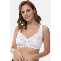 DORINA Bügelloser BH "Georgina", Damen, Gr. 90, Cup E, weiß, Jersey, Obermaterial: 75% Baumwolle, 19% Polyamid, 6% Elasthan, unifarben, BHs, mit Spitze, stützendes Unterbrustband, Full-Cup