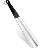 JOOTUEPO 1 Pcs 30cm Schuhanzieher Edelstahl Shoe Horn, mit Seil und Löchern zum Aufhängen, Lang und stabil Schuhanziehhilfe, einfach zu tragen, Schuhlöffel Metall für Männer, Frauen,Kinder und Seniore