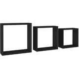vidaXL Würfelregale 3 Stk. Schwarz MDF