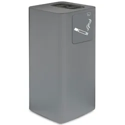 Stil Casa PURE Aschenbecher, lackierter Stahl, 30x30xh. 65 cm, magnetisches Piktogramm Aschenbecher, Schale mit Stahlobergrill, grau.