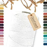 BooGardi Makramee Garn · Weiß 3mm x 200m · 3mm oder 5mm · viele Farben · Baumwollkordel · Baumwollgarn · DIY Bastelkordel · Kordelband
