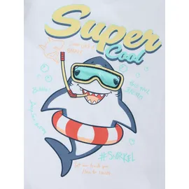 NAME IT T-Shirt NAME IT "NMMFYMZ SS NREG TOP BOX", Mädchen, Gr. 122/128, hellweiß, Jersey, Obermaterial: 95% Baumwolle, 5% Elasthan, bedruckt, unifarben, normal normal, Rundhals, Shirts T-Shirt, mit sommerlichem Frontmotiv