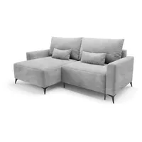 Deine Möbel 24 Wohnlandschaft LOCA L 239 cm breit Ecksofa Sofa Wohnzimmer L-Couch Cord Samt, Beige Creme Grau Hellgrau Anthrazit Schwarz 2 Teile, mit Schlaffunktion Bettfunktion grau|silberfarben