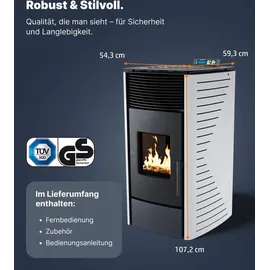 Nemaxx P12 Pelletofen 13,6 kW WiFi-Ready weiß