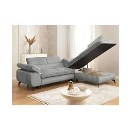 S-Style Ecksofa Cord 2-Sitzer Grau