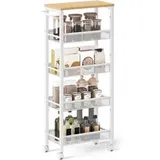 Songmics Nischenregal LRC035W09, weiß, mit Rollen, 5 Ablagen, aus Holz / Metall, (B/H/T) 22 x 99,6 x 45,4cm