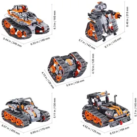 Vevor STEM-Bauspielzeug für Kinder, 5-in-1, 554 Teile, ferngesteuerte Autobausätze, ferngesteuertes und per App gesteuertes Auto/Roboter/Panzer/Z...