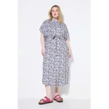 Studio Untold Hemdblusenkleid Maxi Flower-Print Rosa 50/52