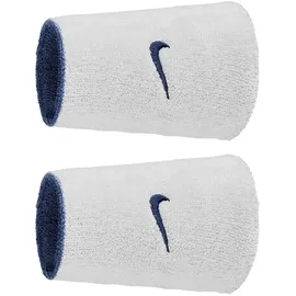 Nike Swoosh Classic Reversible Doublewide Wristbands 2er Pack Schweißbänder Tennis Fitness Running Handgelenkbänder wendbar, College Navy/White/College Navy, One Size