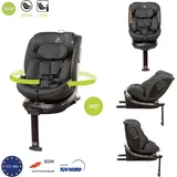 4BABY ISOFIX Kindersitz Enzo-Fix 0-36kg I-Size, mit 360 grad drehbarem, R129, Stützfuß, Graphite - Grau