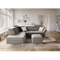 sit&more Ecksofa Vincenzo L-Form, inklusive Kopfteilverstellung, wahlweise mit Bettfunktion, Bettkasten grau