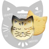 ScrapCooking - Katze Ausstecher & Stempel Set - Katze Ausstecher für Plätzchen, Kekse, Fondant - Edelstahl Ausstecher & Holz Stempel - Backform Zubehör Tieren Ostern Geburstag Deko - 2093