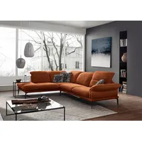 W.SCHILLIG Ecksofa sherry, Designsofa mit tollem Sitzkomfort, elegant und zeitlos, L-Form, mit Kopfstützenverstellung, Winkelfüße in Schwarz, Breite 302 cm braun