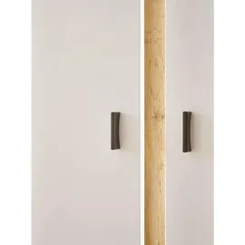 furn.design Wohnwand, Weiß, Eiche Wotan, Metall, Nachbildung,Eiche, Uni, Holz Optik, 9 Fächer, 2 Schubladen, einzeln stellbar,Rechteckig, 305x200x42 cm, FSC 100%, Wohnzimmer, Wohnwände, Anbauwände