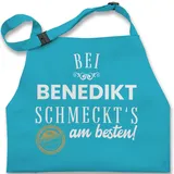 Kinderschürze Schürze Kinder Jungen Mädchen - Kochschürze - Bei Name schmeckts am besten - Geschenk Mama Papa Oma Opa Weihnachten Geburtstag - 7-14 Jahre - Türkis - kinderkochschürze koch - 7-13 Jahre