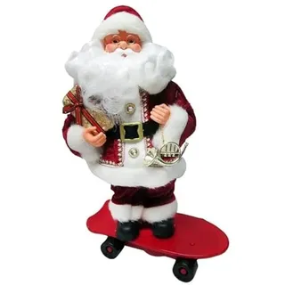 DRW Weihnachtsmann mit Monopatin mit Musik und Bewegung, 36 cm hoch