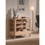 Home Affaire Wickelkommode Wickelregal aus massvier Eiche natur geölt, zeitloses Design, mit 3 geräumigen Fächern, stabil und standfest gebaut beige