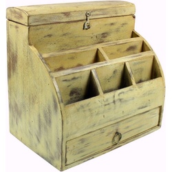 Guru-Shop Aufbewahrungsdose Vintage Schreibtisch Ordner, Schreibtisch.. weiß 30 cm x 30 cm x 20 cm