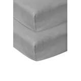 Meyco Baby Spannbettlaken für Babywiege - 2er Pack - 40x80/90cm - Jersey Spannbetttuch - 100 % Baumwolle - Oeko Tex zertifiziert - Rundum-Gummizug, atmungsaktiv - Uni - Grau