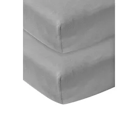 Meyco Baby Spannbettlaken für Babywiege - 2er Pack - 40x80/90cm - Jersey Spannbetttuch - 100 % Baumwolle - Oeko Tex zertifiziert - Rundum-Gummizug, atmungsaktiv - Uni - Grau