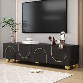 modfu TV-Lowboard 170x44x38 cm Schwarz/Gold Spanplatte