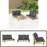 Vidaxl - Gartenbank Mit Dunkelgrauen Kissen Bambus - Bambus Gartenbank - Gartenmöbel - Terrasse - Balkon - Esstisch