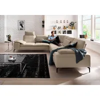 W.Schillig Ecksofa "valentinoo, Designsofa, elegant und bequem, L-Form", braun (stone z59), B:318cm H:83cm T:298cm, Longlife Xtra-Leder Z59: Glattleder mit modischer Prägung. Hautstärke 0, 9 - 1, 1 mm, Sofas, Ecksofa, mit Sitztiefenverstellung, Breite 318 cm