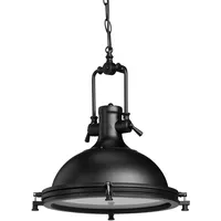 Relaxdays Industrie Hängelampe aus Eisen, geschlossene Pendelleuchte mit Milchglas,