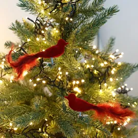 Buri Glas-Weihnachtsbaumschmuck Vogel 2er-Set mit weichem Samtbezug Weihnachtsdeko 2