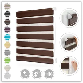 Lichtblick Duo Rollo / Doppelrollo Klemmfix 80 x 200 cm dunkelbraun