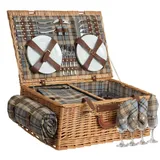 CampFeuer Picknickkorb 4 Personen mit Geschirr-Set und Kühlfach, 29-teilig, Weidenkorb mit Ku (1 St) beige|blau|braun