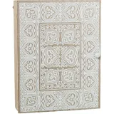 DRW Schlüsselkasten aus Holz in Weiß und Natur, 20 x 5,5 x 26 cm