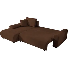 storez24 Eckcouch Cordstoff 3-Sitzer Braun