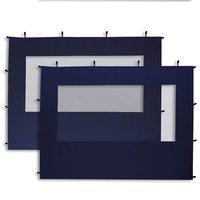 2 Seitenteile Seitenwände Seitenplanen Ersatzwände mit Panorama Fenster Falt Pavillon Faltpavillon Zelt dunkelblau