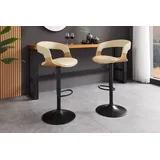 riess-ambiente Barhocker MANHATTAN creme beige/natur/schwarz - höhenverstellbar, 360° drehbar (Einzelartikel, 1 St), Barstuhl aus Kunstleder & Metall mit Lehne - ideal für Kücheninseln beige