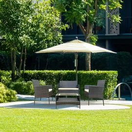 Mobili Rebecca Rebecca Mobili Gartengarnitur, grau aus Polyrattan mit Kissen, 4 Sitzplätze - Grau