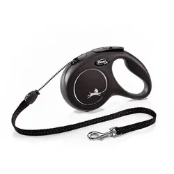 FLEXI Automatik-Leine New Classic M Seil 5 m Schwarz