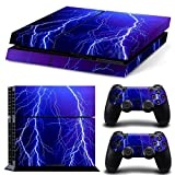 DOTBUY PS4 Skin Aufkleber Sticker Design Folie schützende Haut Schale für Sony Playstation 4 Konsole und 2 Dualshock Controller (Violet Lightning)