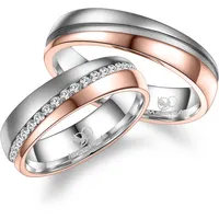 Partnerring MARRYA "Edelstahl Ringe Trauringe Eheringe Partnerringe" Fingerringe Gr. 76, Edelstahl, rosegold (herren ring - silber rosé) Damen