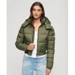 Superdry für Damen. W5011682A Kurze Kapuzenjacke Fuji grün (XL), Lässig, Nylon