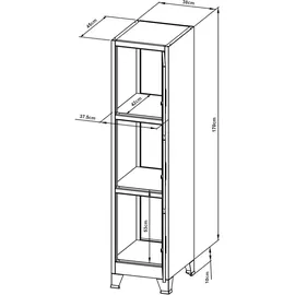 [en.casa] Schließfachschrank Stahl 180x38x45 cm Grau abschließbar