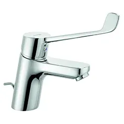 Kludi Pure&easy care Waschtischarmatur 372870565 chrom, DN 15, mit Metall-Ablaufgarnitur, Klinik-Hebel 180mm