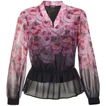 GOLDNER Florale Printbluse mit V-Ausschnitt Schwarz 19