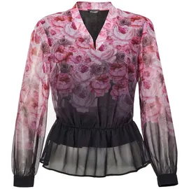 GOLDNER Florale Printbluse mit V-Ausschnitt Schwarz 19