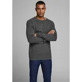 JACK & JONES Hill Knit Crew Pullover Dark Grey Melange XL